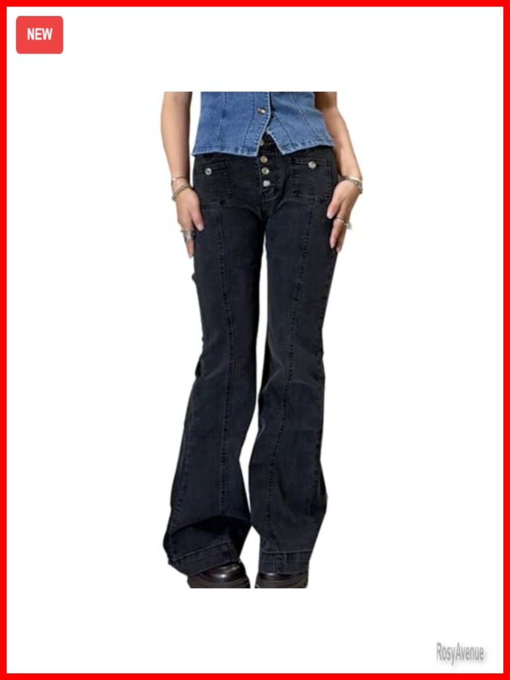 Y2K Low Rise Flare Jeans Wide Leg Stretch Denim Pants Retro Bell Bottom